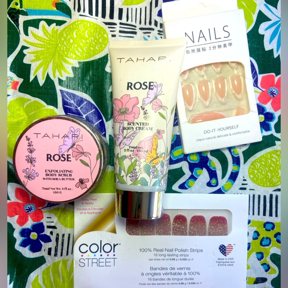 Beauty Bundle| TAHARI Body Cream & Body Scrub| Nail Polish Strips, Nails- NEW